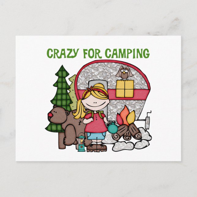 Carte Postale Blond Girl Crazy Pour Camping (Devant)