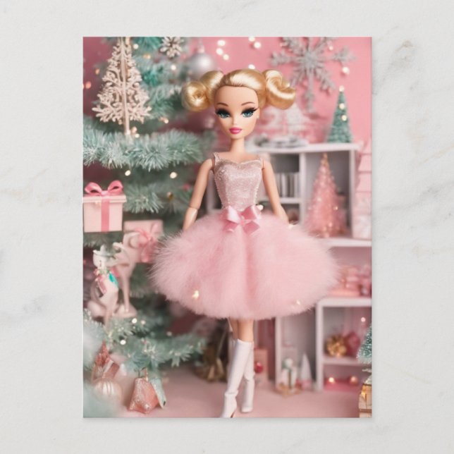 Carte Postale Blond Pastel Retro Christmas Doll (Devant)
