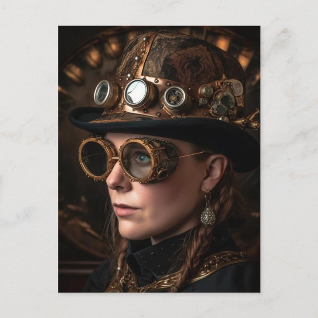 Carte Postale Blond Woman Steampunk Mode (Devant)