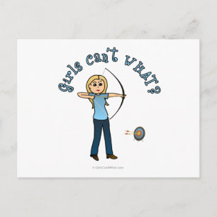 Carte Postale Blonde Female Tir à l'arc en bleu