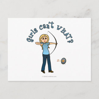 Carte Postale Blonde Female Tir à l'arc en bleu