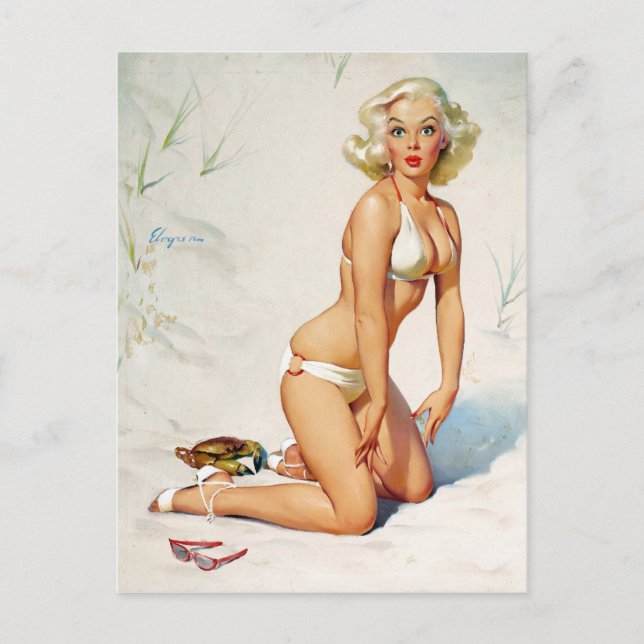 Carte Postale Blonde sur la pointe de sable vers le haut (Devant)