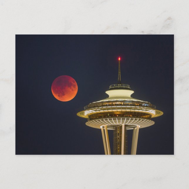 Carte Postale Blood Moon | Seattle Space Needle (Devant)