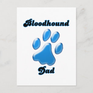 Carte Postale Bloodhound Papa Pawprint bleu
