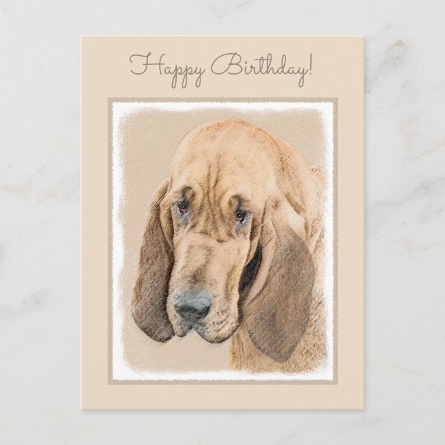 Carte Postale Bloodhound Peinture - Joli chien d'origine art (Devant)