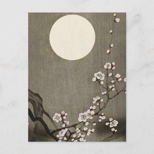 Carte Postale Blooming Plum Blossom à la Pleine lune par Ohara K (Devant)