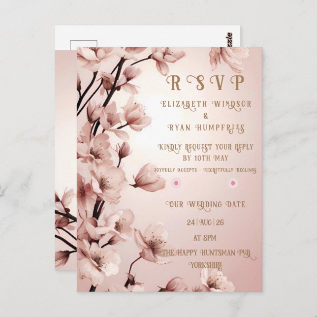 Carte Postale Blossoms of Love" Collection Faire-part de mariage (Devant / Derrière)