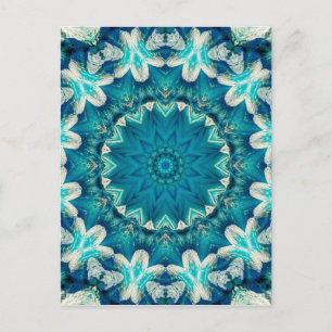 Carte Postale Blue Aqua Mandala Rosette Retro Hippie