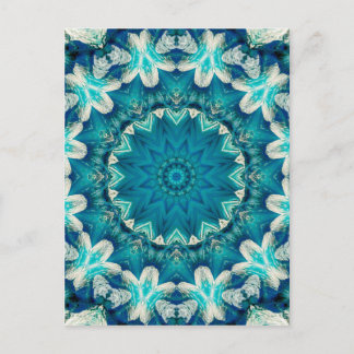 Carte Postale Blue Aqua Mandala Rosette Retro Hippie