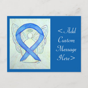 Carte postale Blue Awareness Ribbon Angel Custom A