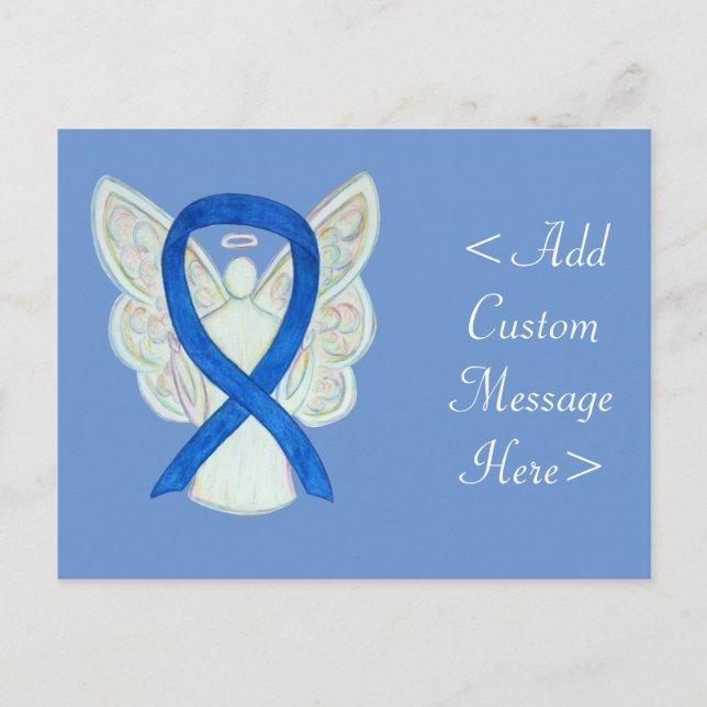 Carte postale Blue Awareness Ribbon Angel Custom A (Devant)