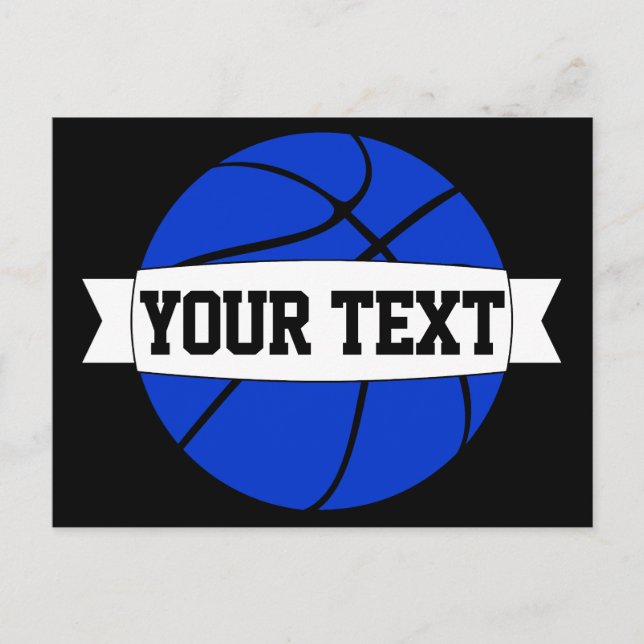 Carte postale Blue Basket Team Nom ou Texte person (Devant)
