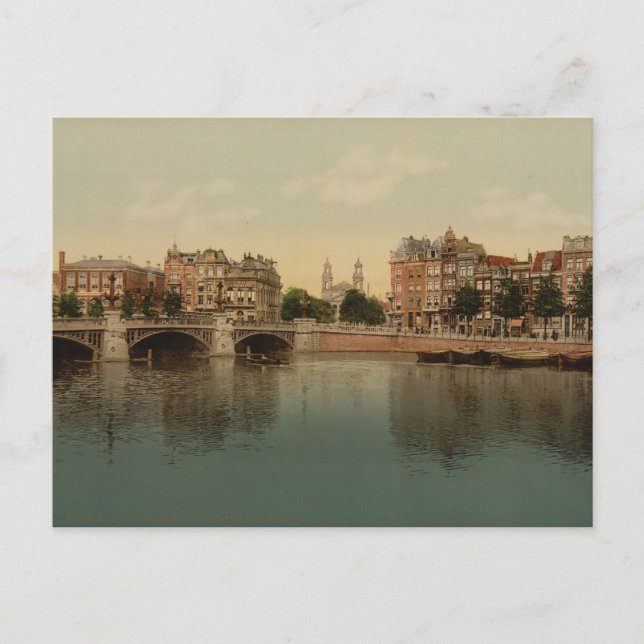 Carte Postale Blue Bridge et la rivière Amstel, Amsterdam (Devant)