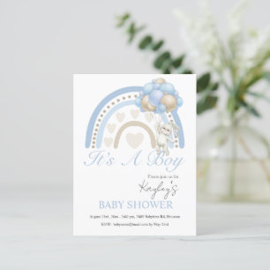 Carte Postale Blue C’est un garçon Rainbow Budget Baby shower