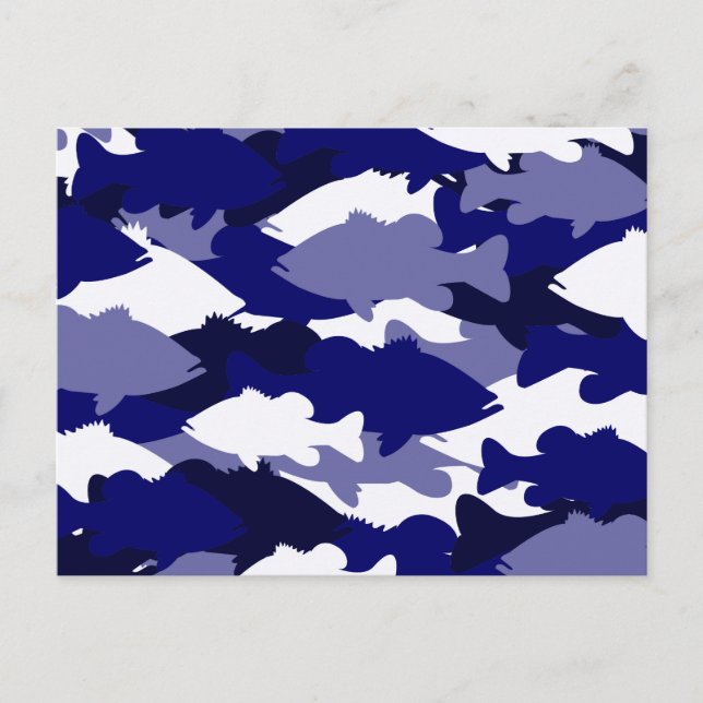 Carte Postale Blue Camo Bass Fishing (Devant)
