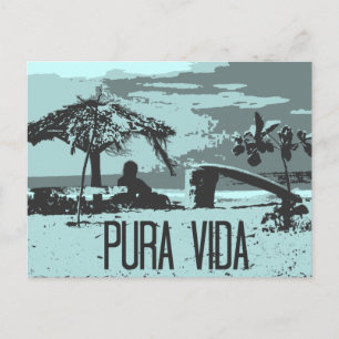 Carte Postale Blue Costa Rica Pura Vida Surfer