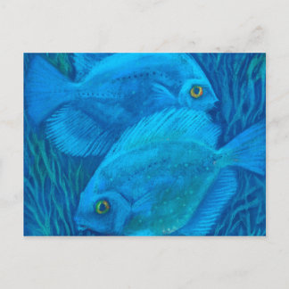 Carte Postale Blue Discussions, Poisson Tropical Art Animal Sous