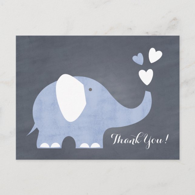 Carte Postale Blue Elephant Heart (Devant)