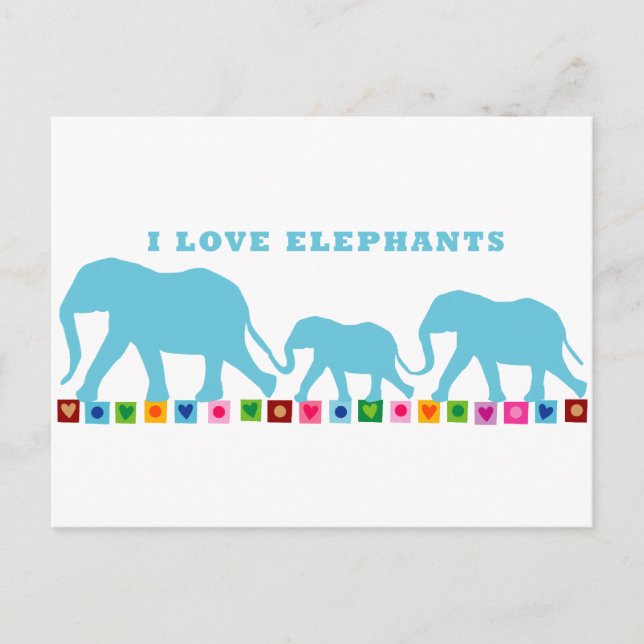 Carte Postale Blue Elephants Walking (Devant)