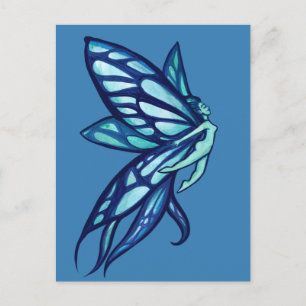 Carte Postale Blue Fairy Wings Féerie Garden Art