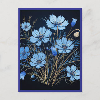 CARTE POSTALE BLUE FLOWERS #1
