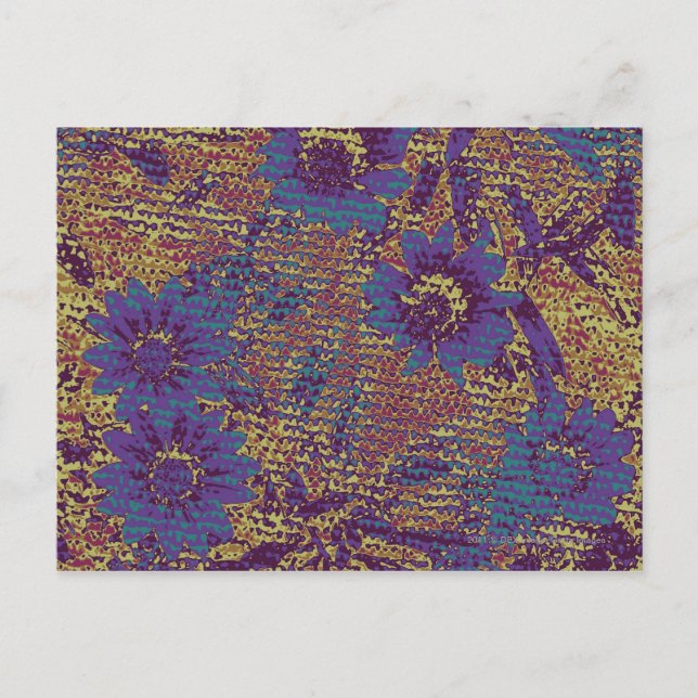 Carte Postale Blue flowers against leaf camouflage (Devant)