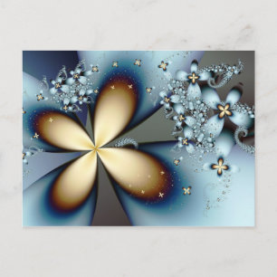 Carte Postale Blue Gold Cute Abstrait Floral