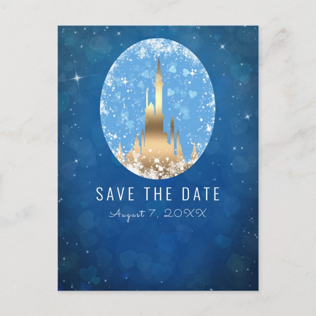 Carte Postale Blue Gold Fairy Tale Castle Princess Sparkle (Devant)