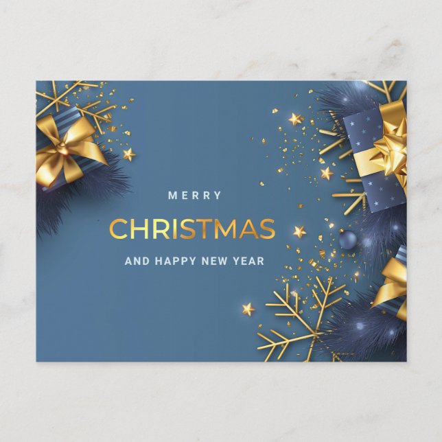 Carte Postale Blue Golden Christmas Ornament Salutation d'entrep (Devant)