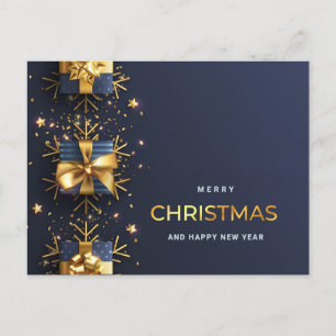 Carte Postale Blue Golden Christmas Ornament Salutation d'entrep