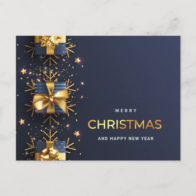 Carte Postale Blue Golden Christmas Ornament Salutation d'entrep (Devant)
