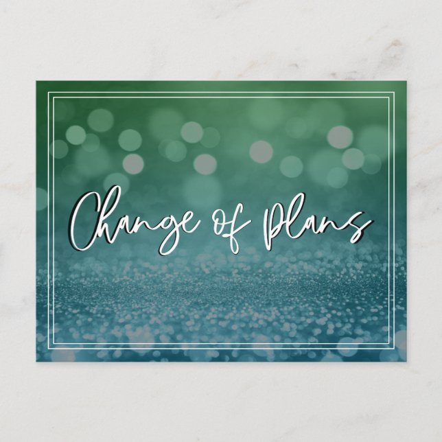 Carte Postale Blue Green Bokeh Changement de plan reporté Mariag (Devant)
