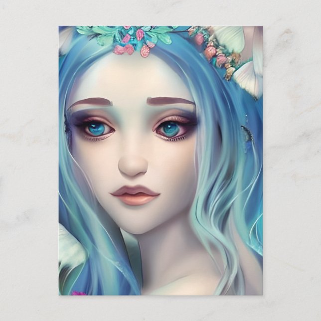 Carte Postale Blue Haired Fairy | Art Imaginaire (Devant)