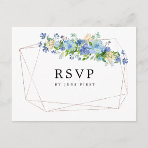 Carte postale Blue Hydrangea Floral Wedal RSVP