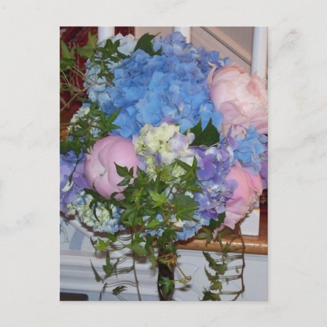 Carte Postale Blue Hydrangea Pink Peonies (Devant)