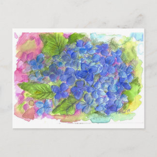 Carte Postale Blue Hydrangea Watercolor Art