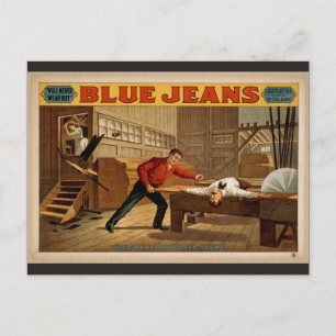 Carte Postale Blue Jeans, "The Great Saw Mill Scene" Théat rétro