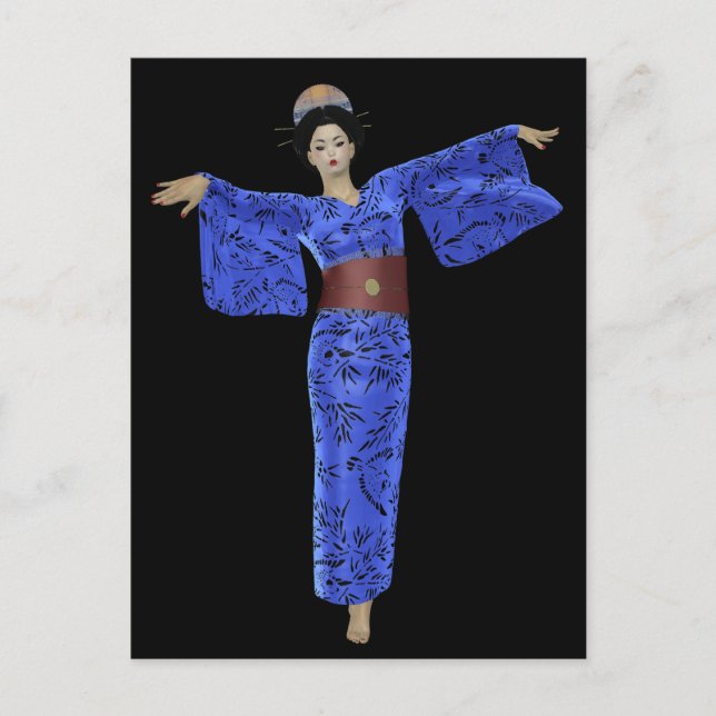 Carte postale Blue Kimono Geisha (Devant)