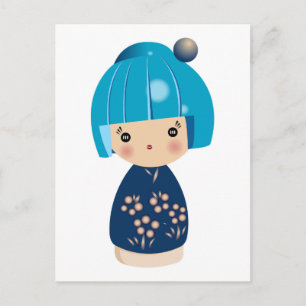 Carte postale Blue Kokeshi Triplet