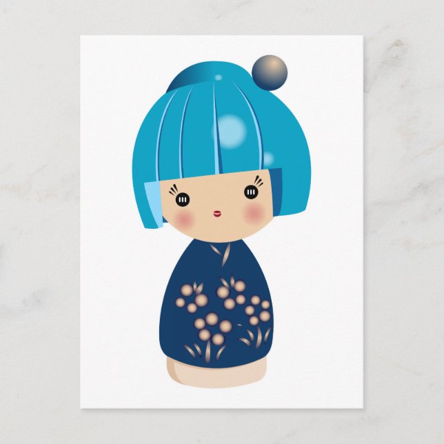 Carte postale Blue Kokeshi Triplet (Devant)