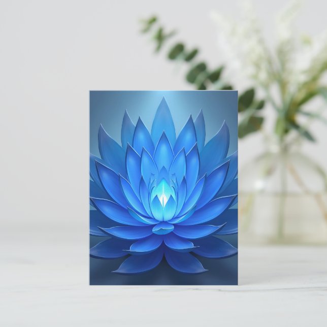 Carte Postale Blue Lotus Flower Spirituel Zen Art (Debout devant)