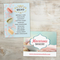 Carte Postale Blue Macarons Elegant Flavours Menu