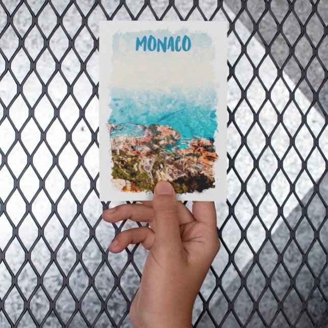 Carte Postale Blue Monaco Ocean View Peinture (monaco blue ocean view vintage travel postcard)