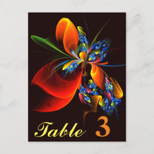 Carte Postale Blue Orange Floral Moderne Art Abstrait Motif #03