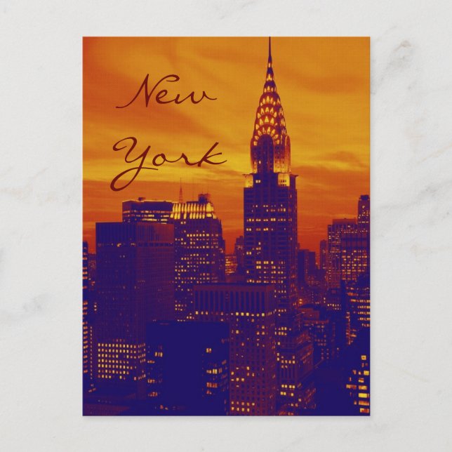 Carte postale Blue Orange Pop Art New York Script (Devant)