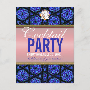 Carte postale Blue+Pink Cocktail Party Invitation