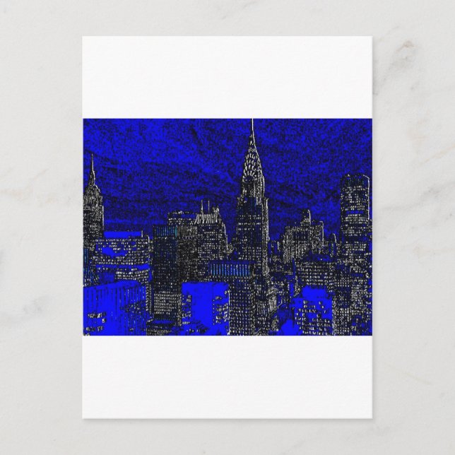 Carte Postale Blue Pop Art New York (Devant)