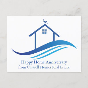 Carte Postale Blue Real Estate Company Happy Home Anniversaire