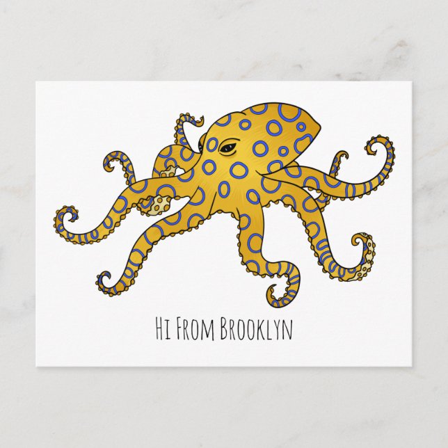 Carte Postale Blue-ringed octopus cartoon illustration  (Devant)