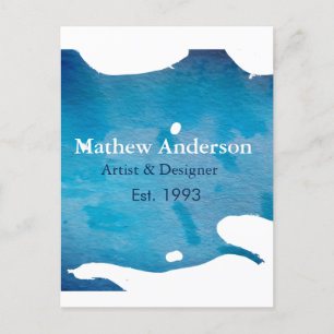 Carte Postale Blue rustique aquarelle jeans texture ajouter le n